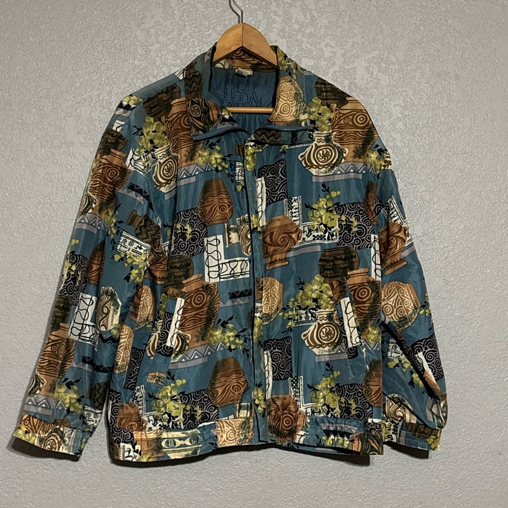 Vintage Patterned Silk Jacket - image 1
